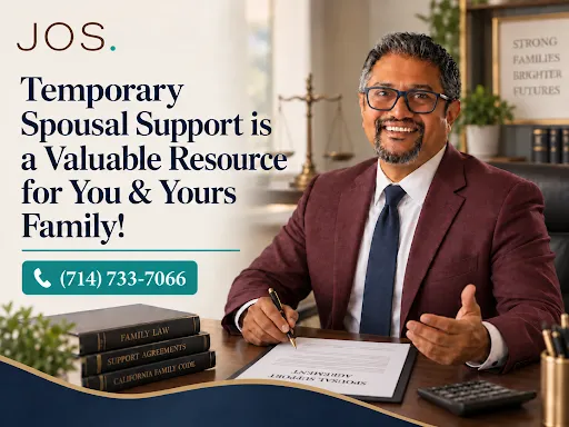 Family law attorney in Orange County explaining temporary spousal support for families