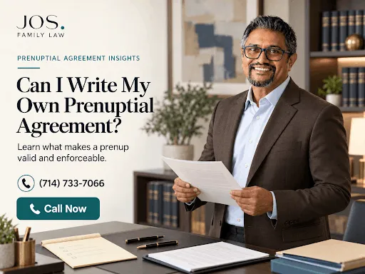 Family law attorney in Orange County explaining whether you can write your own prenuptial agreement