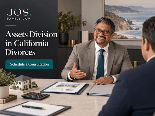 California divorce attorney advising a couple about asset division in California